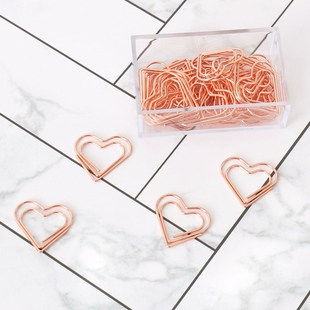 TUTU 30pcs/set heart Bookmark Metal Paper Clip Decor Rose Go