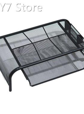 Mesh Monitor Stand, Computer Desk Mat, With Pull-Out Drawer