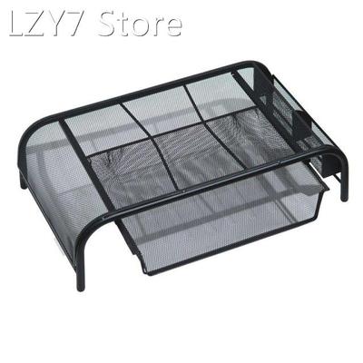 Mesh Monitor Stand, Computer Desk Mat, With Pull-Out Drawer