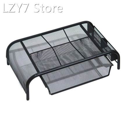 Mesh Monitor Stand, Computer Desk Mat, With Pull-Out Drawer