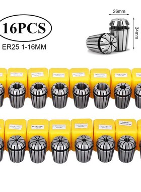 16Pcs ER25 Accuracy Spring Collet Chuck 1mm-16mm Collet Chuc