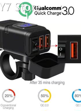 Waterproof Motorcycle Dual USB Fast Charger Port Power Adapt