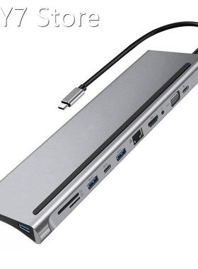 Multfunction Type-C Hub Adapter USB3.0 RJ45 TF Reader 3.5mm