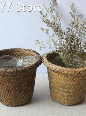 Hand-woven flower basket Sea Grass Storage Basket Straw Gard