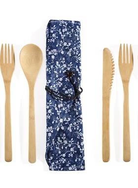 Kitchen Bamboo Tableware Set Anti-slip Dinnerware Cutlery Se