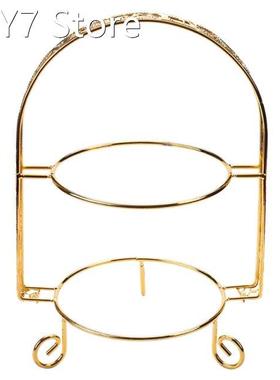 Metal Cake Stand Double-Layer Arch-Shaped Golden Fruit Desse