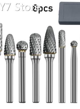 8pcs/set Tungsten Steel Rotary File 6mm Shank Carbide Millin