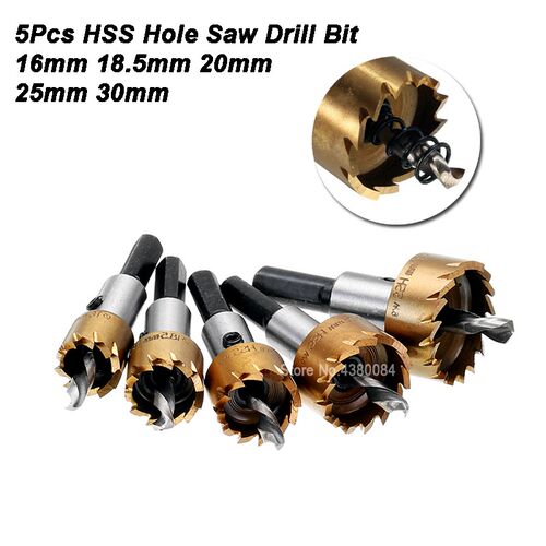 5Pcs Set Hole Saw Drill Bit Core Drill Bit HSS Alloy Metal M