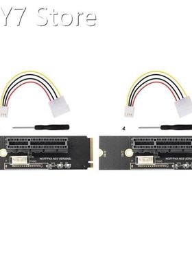 2Pcs NGFF M.2 to PCI-E 4X Riser Card M2 Key M to PCIe X4 wit