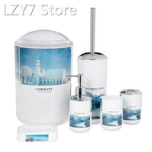 6Pcs Bathroom Accessory Set Toothbrush Holder Toilet Brush