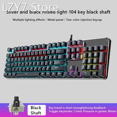 Black Shaft Wired USB Mechanical Keyboard 104 Two Color ABS
