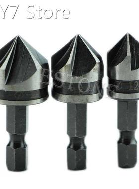 3pcs12mm 16mm 19mm 1/4 Hex Shank 5 Flutes Chamfer Bit Flu