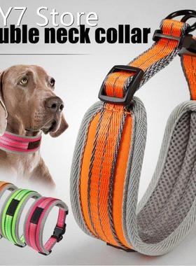 Double Layer Pet Dog Collar Reflective Nylon Adjustable Pets