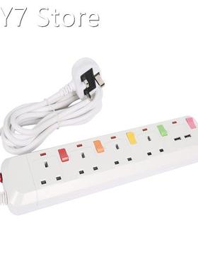 3M 4Outlet Electrical Socket UK Plug+2 USB Charger Adapter K