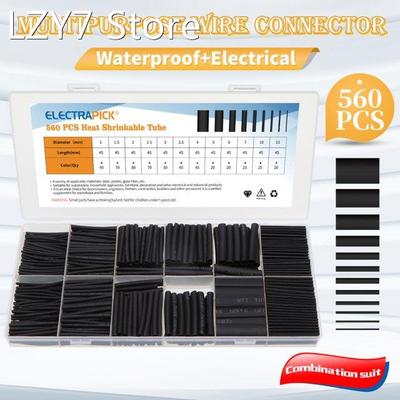 Electrapick 560pcs Heat Shrinkable Tubing Black Assorted Pol