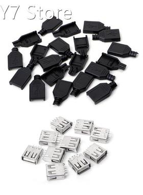 10 Sets Type A Female USB 4 Pin Plug Socket Jack Connector w