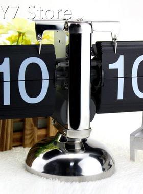 Small Scale Table Clock Retro Flip Over Clock Stainless Stee