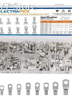 Electrapick 110pcs Tinned Copper Clips Ring Cable Lugs Coppe