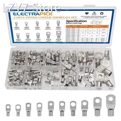 Electrapick 110pcs Tinned Copper Clips Ring Cable Lugs Coppe