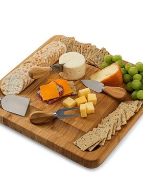 Bamboo Cheese Board New Square Wood Color Slide-Out Drawer S