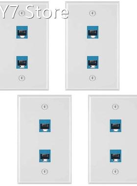 4 Pieces 2 Port Ethernet Wall Plate, RJ45 Cat6 Female to Fem