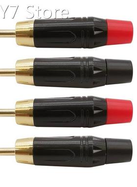4Pcs Black & Red RCA Male Audio Pigtail Speaker Plug Jac