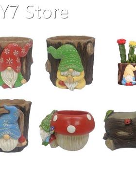 Resin Gnome Flower Pot Succulent Plant Pots Dwarf Elf Cactu