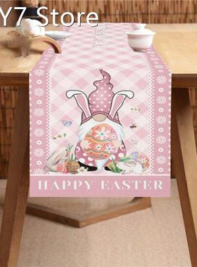 Happy Easter Bunny Gnome Table Runners Polyester for Easter