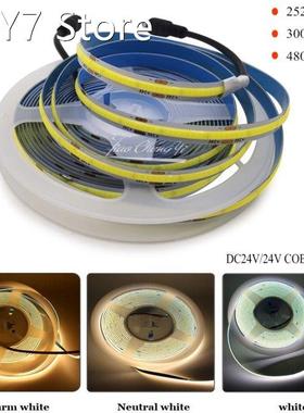 DC12V 24V FCOB Flexible COB LED Strip Lights 252 300 480 LED