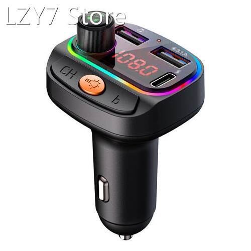 Car Charger USB C BT FM Charger Colorful Backlit Hands-free