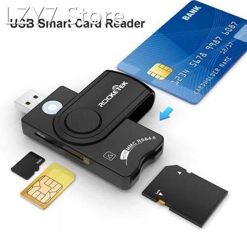 Rocketek USB 2.0 Smart Card Reader micro SD/TF memory ID Ban