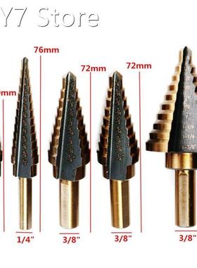 5PC HSS Cobalt Step Drill Bit Set Titanium Cone Drill Hole C