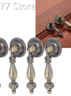 4 Sets Bronze Handles Single Hole Decorative Pull with Mount