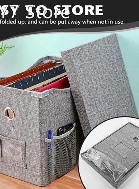Linen File Box Collapsible Filing Organizer Portable Documen