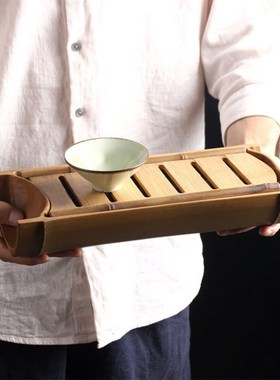 Bamboo Gongfu Tea Tray Ceremony Accessories Water Storage wi