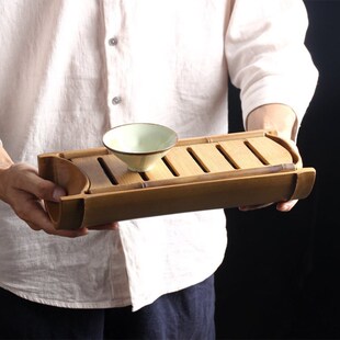 Bamboo Gongfu Tea Tray Ceremony Accessories Water Storage wi