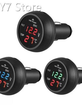 3 in 1 12/24V Car Auto LED Digital Voltmeter Gauge+Thermomet