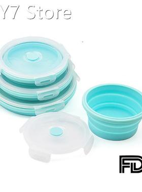 Round Silicone Folding Portable Collapsible Bento Box Lunch