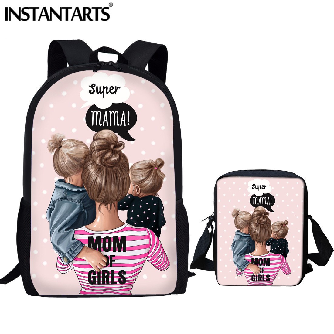 INSTANTARTS 3pcs Set School Backpack Cartoon Girls Super M