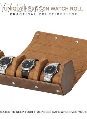 Hexagonal 3 Slots Watch Roll Travel Case Chic Portable Vinta