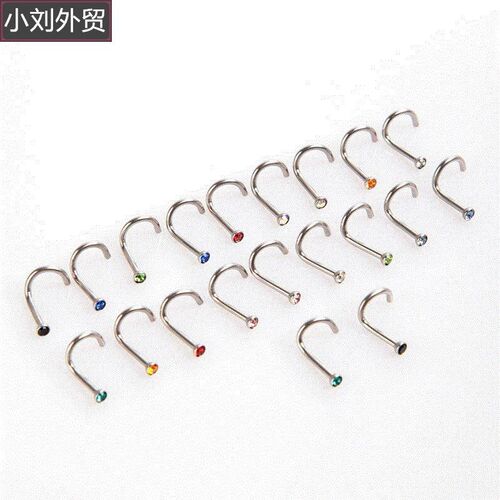 20 Pcs Colorful Nose Ring Rhinestone Stud Body Piercing Jewe