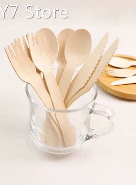 50pcs Disposable Wooden Spoon Taster Teaspoons Ice Cream Spo