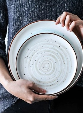 Ceramic Plate Simple Style Round Steak Dinner Plates Kitchen