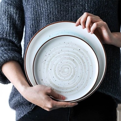 Ceramic Plate Simple Style Round Steak Dinner Plates Kitchen
