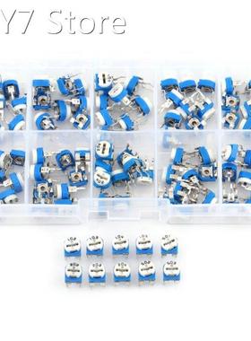 100pcs/Set 10 Values 500ohm-1M ohm Film Variable Resistor Po
