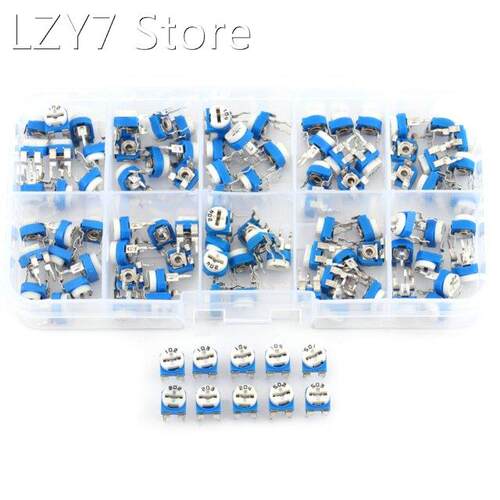 100pcs/Set 10 Values 500ohm-1M ohm Film Variable Resistor Po