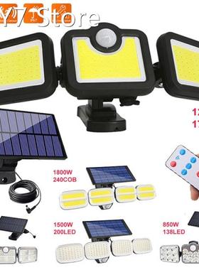 Solar Lights Outdoor 3 Head Motion Sensor 270 Wide Angle Ill