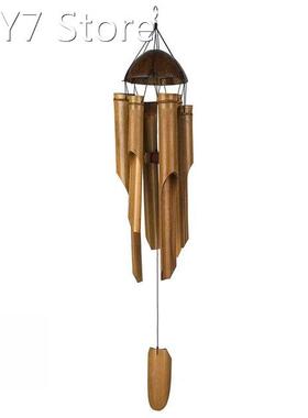 Bamboo Wind Chimes Big Bell Tube Coconut Wood Handmade Indoo