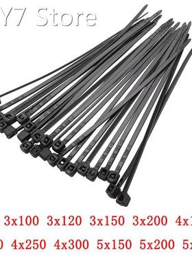 100Pcs Black Plastic Self-Locking Nylon Ties Cable Tie Faste