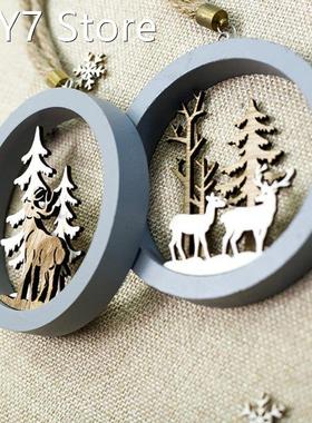 Christmas wooden round pendant Ornaments christmas decoratio
